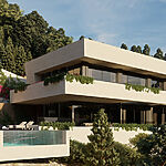 Grundstück in Son Vida - Illustration: Blick auf die moderne Villa mit Pool