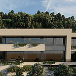 Grundstück in Son Vida - Illustration: Moderne Villa mit viel Glas und zeitloser Architektur