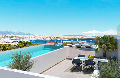 Penthouse in Palma - Private Dachterrasse mit Pool und Hafenblick