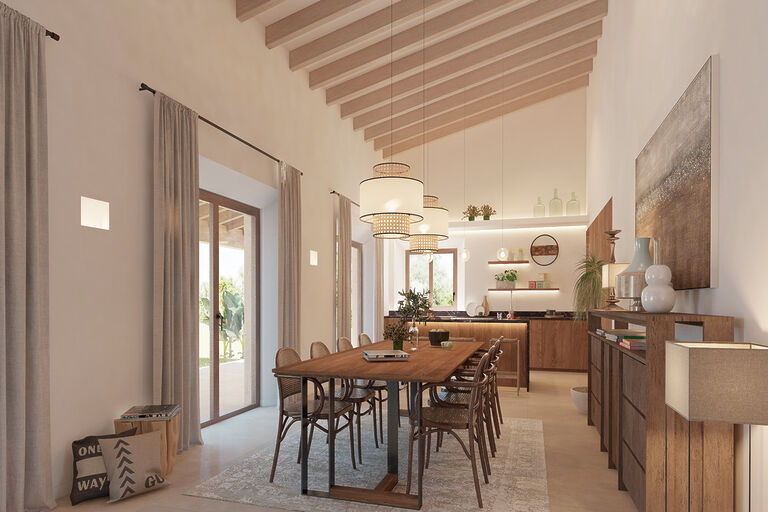 Finca in Santanyi - Beeindruckende Raumhöhe im Wohn-/Essbereich mit offener Küche