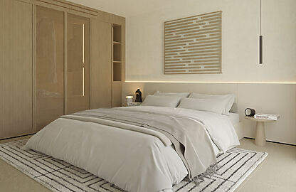 Penthouse in Puerto Pollenca - Geräumiges Schlafzimmer mit hochwertigen Einbauten