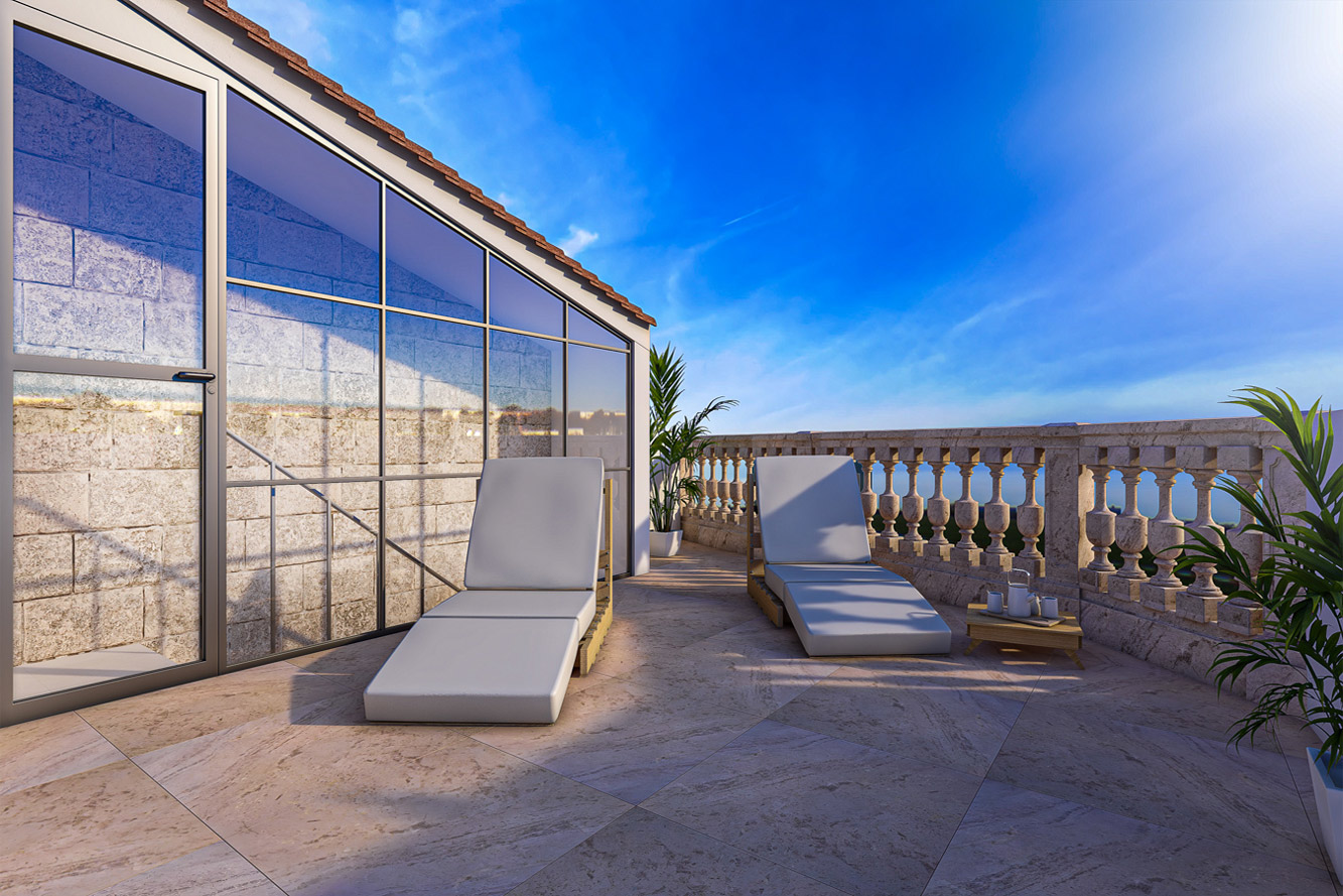 Stadthaus in Palma - Private Dachterrasse mit fantastischem Blick