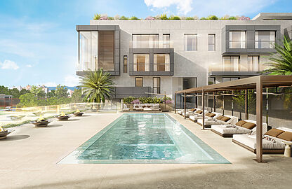 Penthouse in Palma - Gemeinschaftliche Sonnenterrasse mit Pool