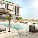 Penthouse in Palma - Terrasse mit gemeinschaftlichem Pool