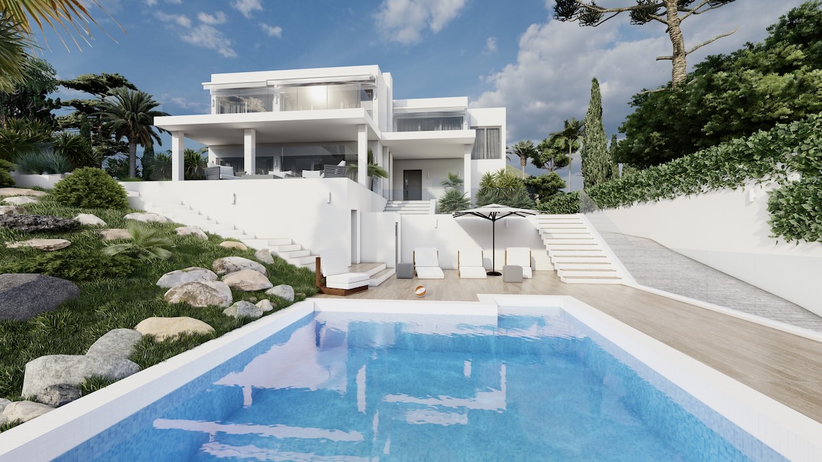 Moderne Neubau Villa Umbauprojekt mit Panorama Meerblick in Santa POnsa 1