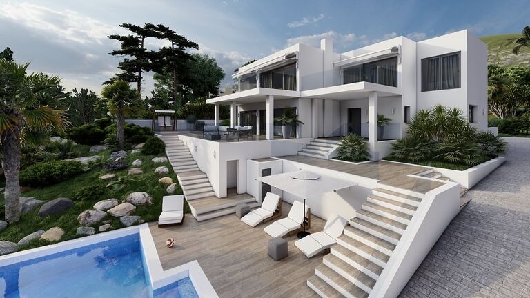 Moderne Neubau Villa Umbauprojekt mit Panorama Meerblick in Santa POnsa 5