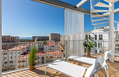 Penthouse in Palma - Schöne Terrasse mit freiem Blick auf das Meer
