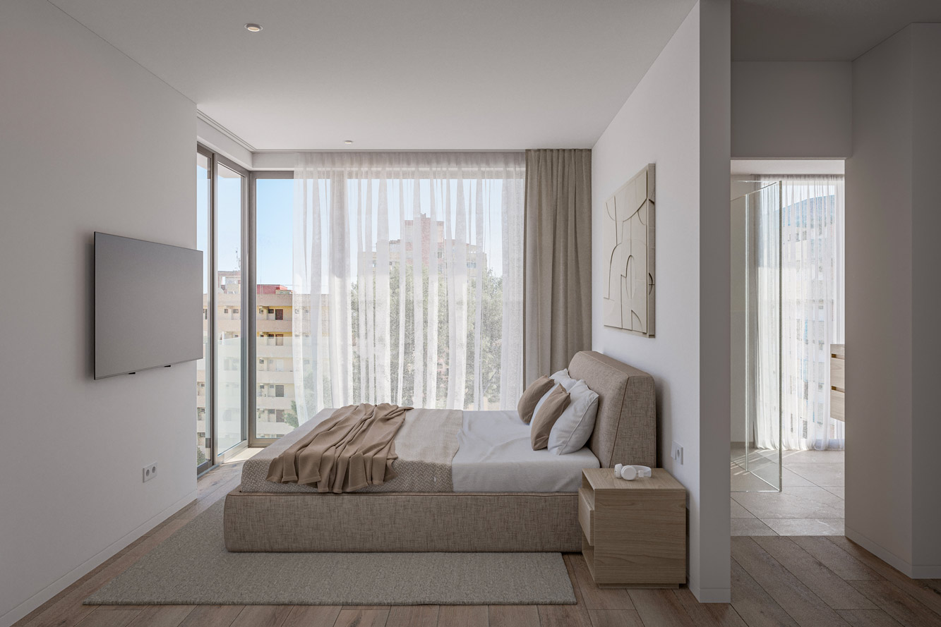 Penthouse in Cala Mayor - Helles Schlafzimmer mit Bad en suite