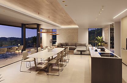 Penthouse in Paguera - Wohn-Esszimmer mit integrierter Küche