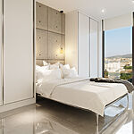 Penthouse in Palma - helles Schlafzimmer mit Panoramablick