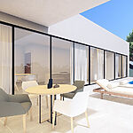 Villa in Costa den Blanes - Terrasse mit Überlaufpool am Wohnbereich