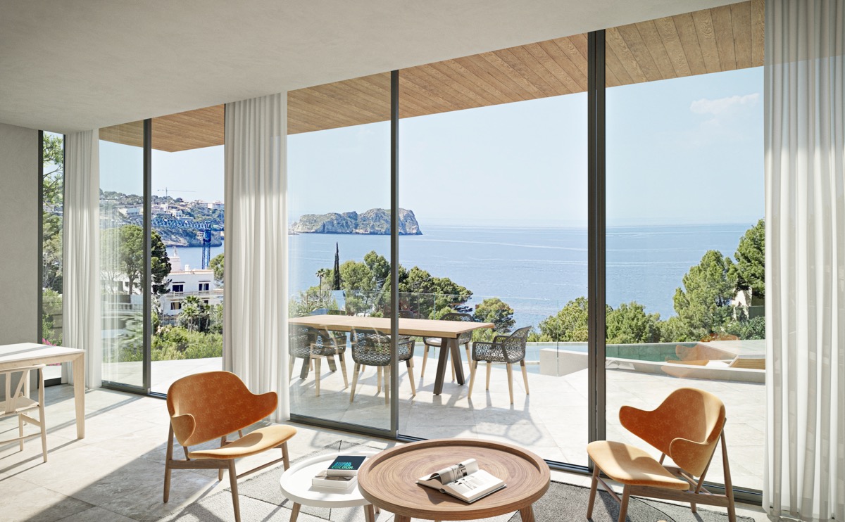 Villa in Costa de la Calma - Wohnbereich und Terrasse mit traumhaften Meerblick 