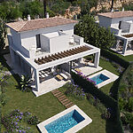 Doppelhaushälfte in Cala Romantica - Luftaufnahme der neu gebauten Doppelhäuser