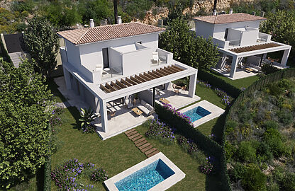 Doppelhaushälfte in Cala Romantica - Luftaufnahme der neu gebauten Doppelhäuser