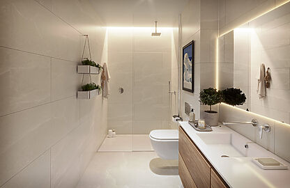 Reihenhaus in Esporles - modernes Badezimmer mit Duschecke