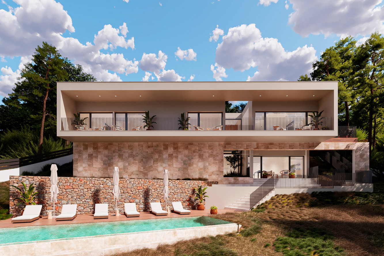 Neugebaute Villa mit Panoramablick in Santa Ponsa 1