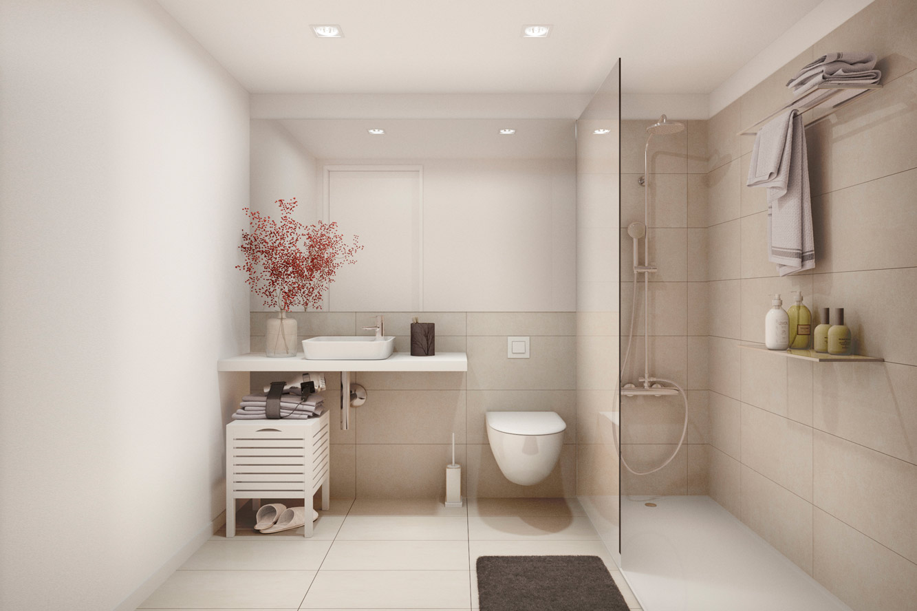 Penthouse in Bunyola - Exklusives Badezimmer mit Duschecke