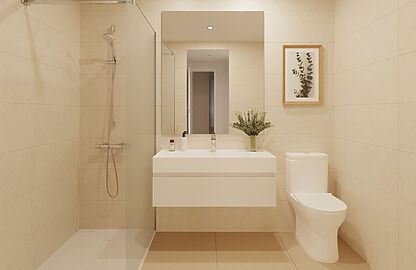 Penthouse in Torrenova - Zeitlos gestaltetes Bad mit bodentiefer Dusche